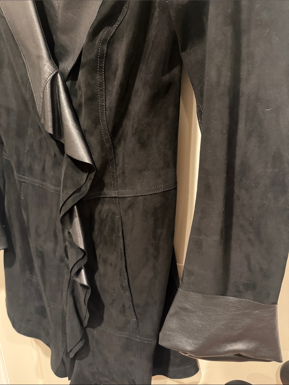Italian Reversible Leather Jacket with Ruffles - Picture 5 of 14